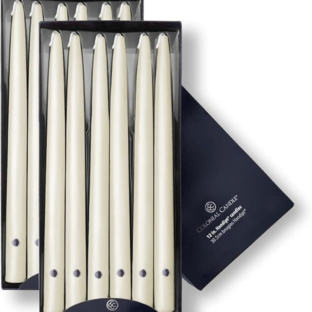 NEW Colonial Candle Unscented Tapered Candle Handipt Collection Ivory Pack of 12